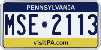 PA license plate MSE2113