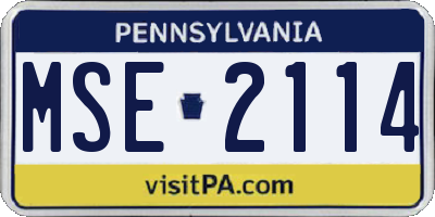 PA license plate MSE2114