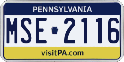 PA license plate MSE2116