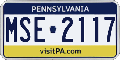 PA license plate MSE2117