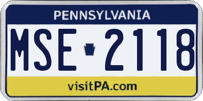 PA license plate MSE2118