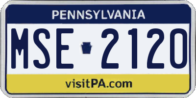 PA license plate MSE2120