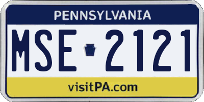 PA license plate MSE2121