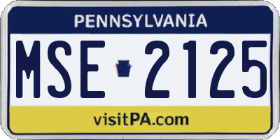 PA license plate MSE2125