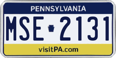 PA license plate MSE2131