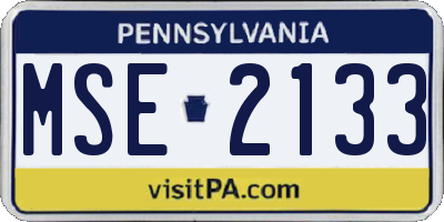 PA license plate MSE2133