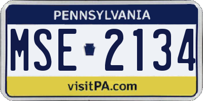 PA license plate MSE2134
