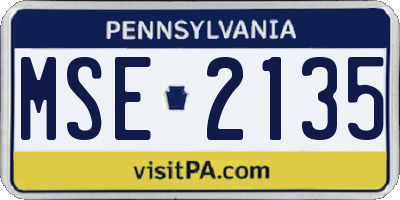 PA license plate MSE2135
