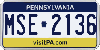 PA license plate MSE2136