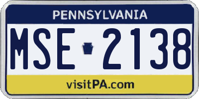PA license plate MSE2138