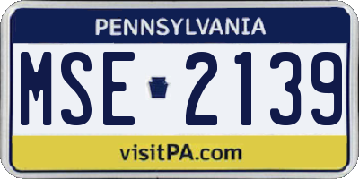 PA license plate MSE2139