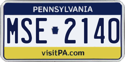 PA license plate MSE2140
