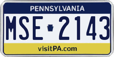 PA license plate MSE2143