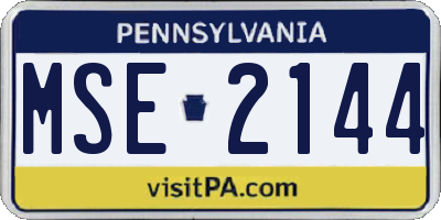 PA license plate MSE2144