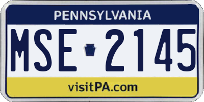 PA license plate MSE2145