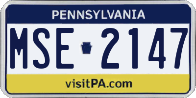 PA license plate MSE2147