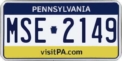 PA license plate MSE2149