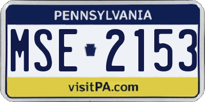 PA license plate MSE2153