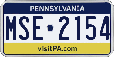 PA license plate MSE2154