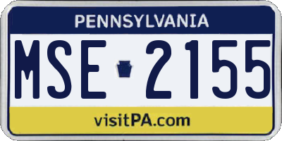 PA license plate MSE2155