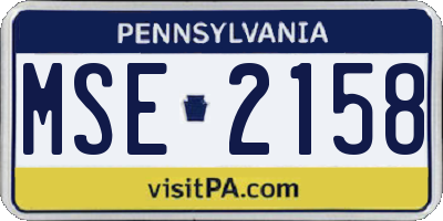 PA license plate MSE2158