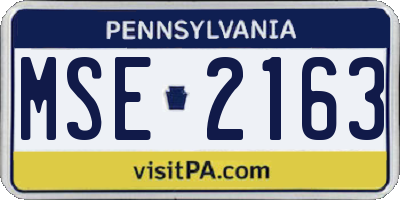PA license plate MSE2163