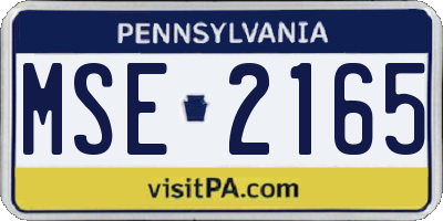 PA license plate MSE2165