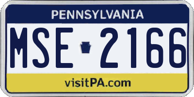 PA license plate MSE2166
