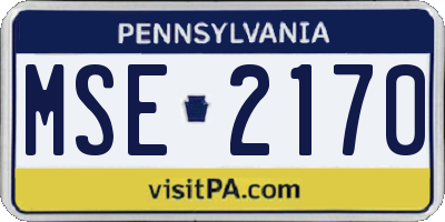 PA license plate MSE2170