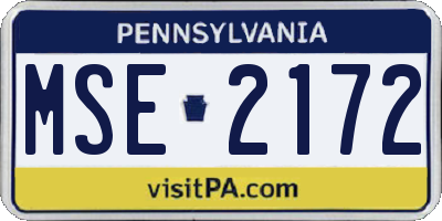 PA license plate MSE2172