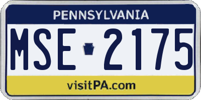 PA license plate MSE2175
