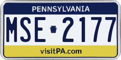 PA license plate MSE2177