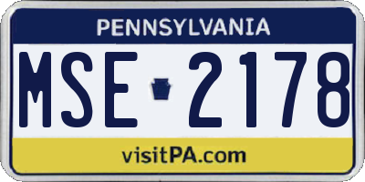 PA license plate MSE2178