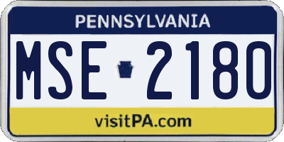 PA license plate MSE2180