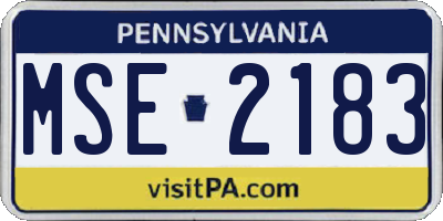 PA license plate MSE2183