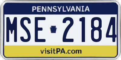 PA license plate MSE2184