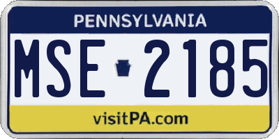 PA license plate MSE2185