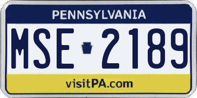 PA license plate MSE2189