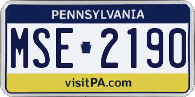 PA license plate MSE2190