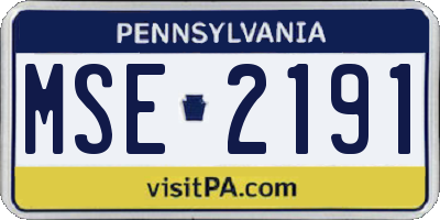 PA license plate MSE2191