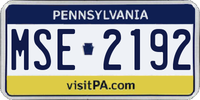 PA license plate MSE2192