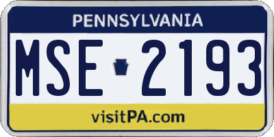 PA license plate MSE2193