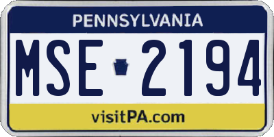 PA license plate MSE2194