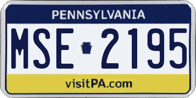 PA license plate MSE2195