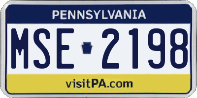 PA license plate MSE2198
