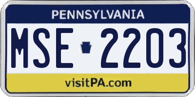 PA license plate MSE2203