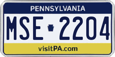 PA license plate MSE2204