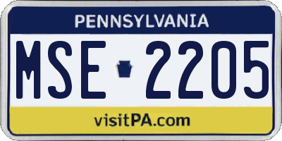 PA license plate MSE2205