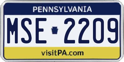 PA license plate MSE2209