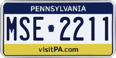 PA license plate MSE2211